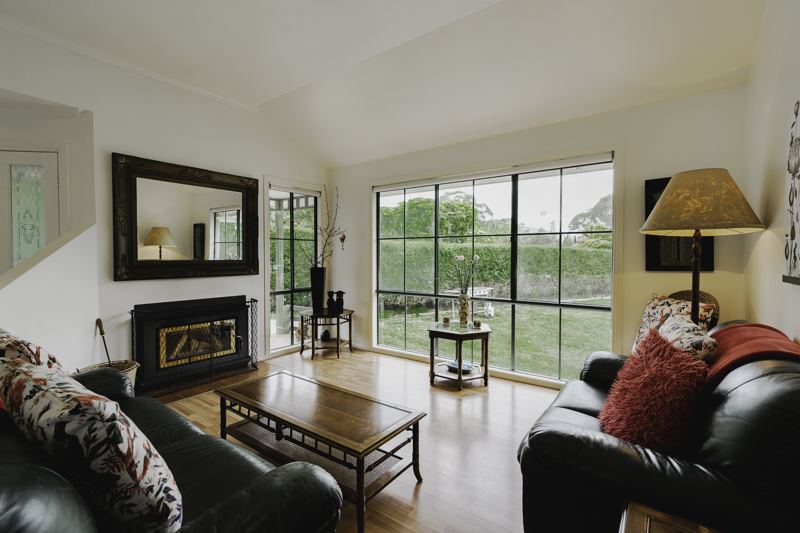 The lounge with its wood heater