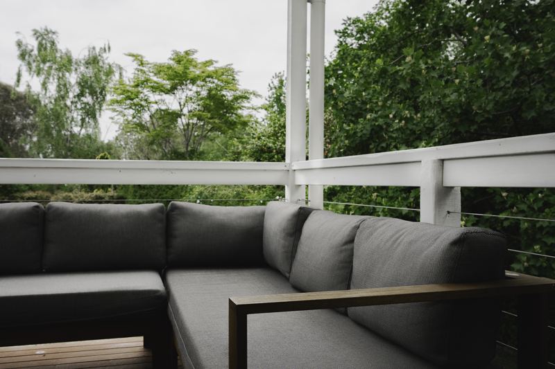The deck lounge, looking into the garden
