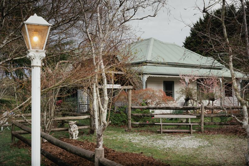White Rose Cottage through the garden