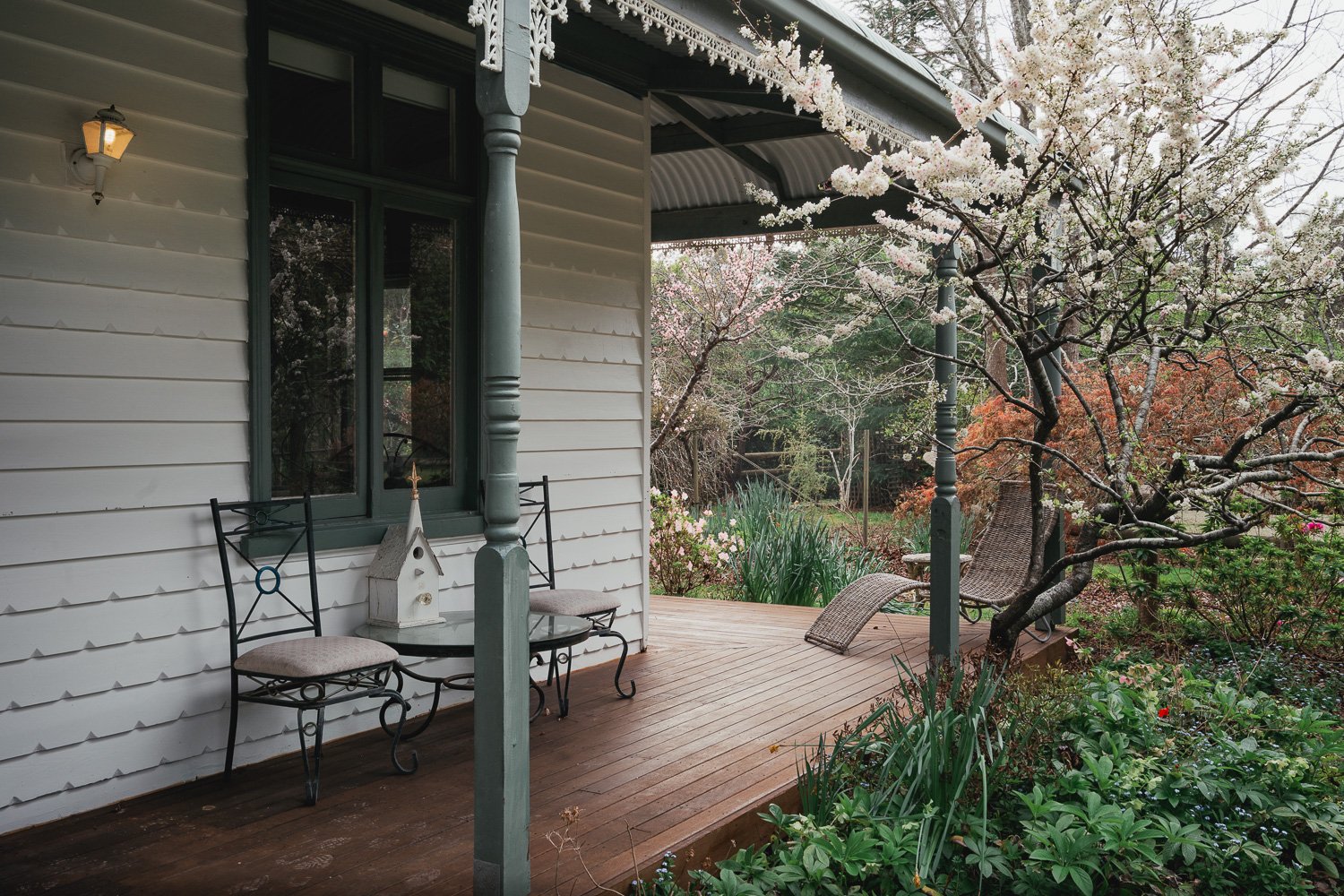 The verandah under spring blossom
